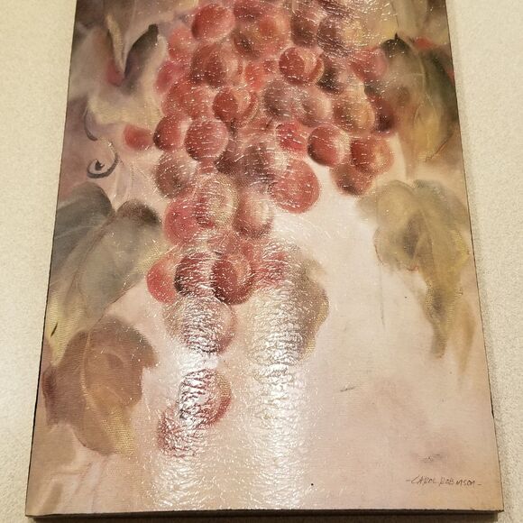 Silver Coast Winery cabernet wine decor piece artist signed Carol Robinson - Picture 4 of 8